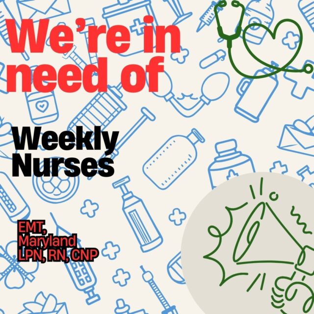 Are you or someone you know an EMT or Stat of Maryland Nurse? Do you love camp, kids, and the outdoors? Then this is a great opportunity for you. We are looking for weekly nurses for each week of summer camp this summer. Come spend a week with us here in the beautiful rolling hills of Maryland. 

As a weekly Nurse we would need you from Sunday afternoon before check-in until Friday afternoon at check-out. There is potential for some flexibility. We offer room and board while you are here along with a few different means of payment. You could always volunteer your week- you still get the room and board and a free t-shirt, OR a weekly stipend- exact amount D.O.E. reach out for inquiry, OR a free week of camp for a child in your life, they do not have to be a child in your home- it can be anyone in your life.